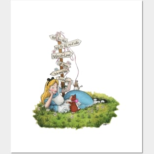 Alice In Wonderland Directions Watercolour Painting Posters and Art